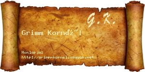 Grimm Kornél névjegykártya