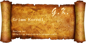 Grimm Kornél névjegykártya